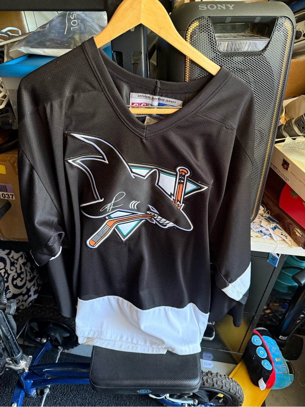 Mike Ricci signed NHL San Jose Sharks Jersey -CCM